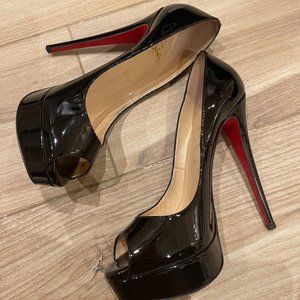 Christian Louboutin "Lady Peep" 150 Black Patent Calf Pumps EU 39.5